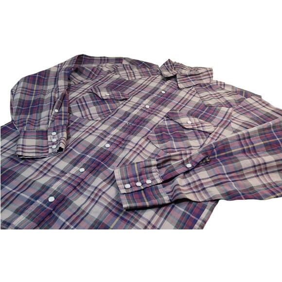 Saddle King Men’s L Plaid Western Pearl Snap Shirt VTG Long Sleeve EUC - Picture 2 of 5